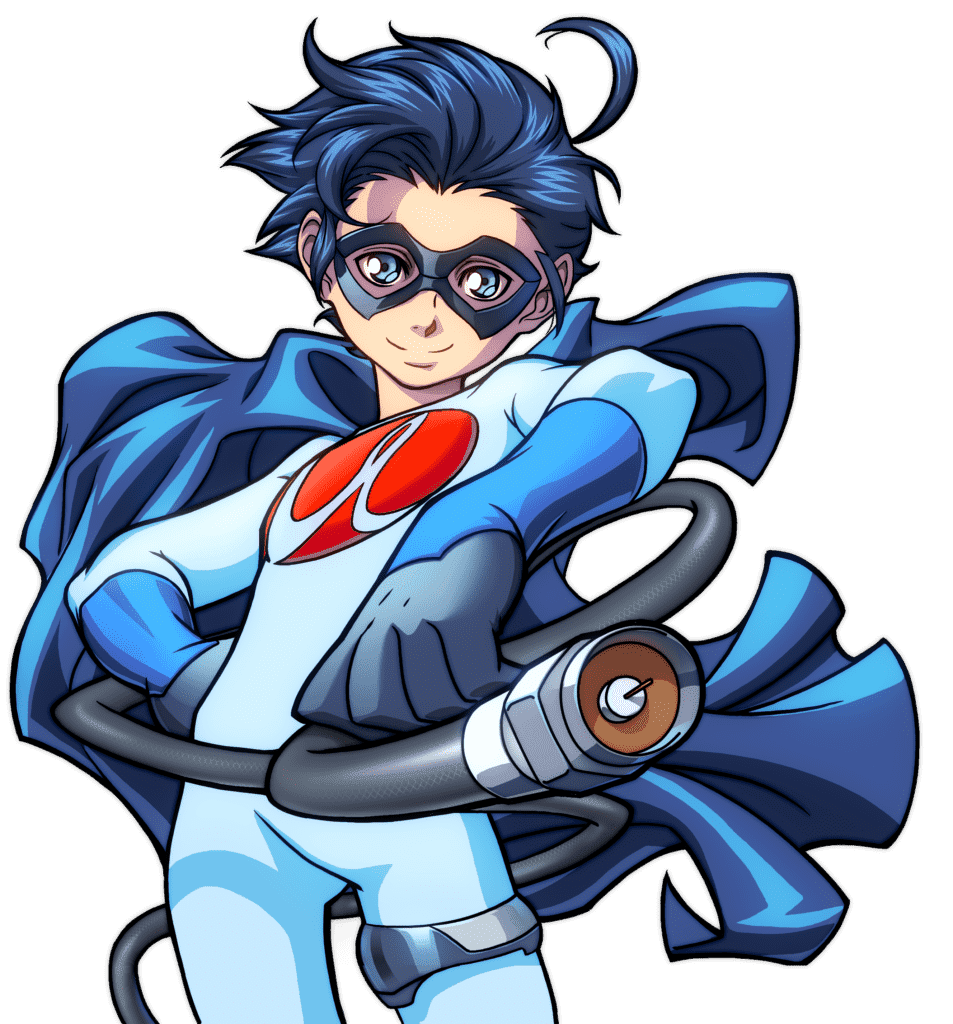 The Cable Kid holding a coaxial cable offering high-speed internet plans